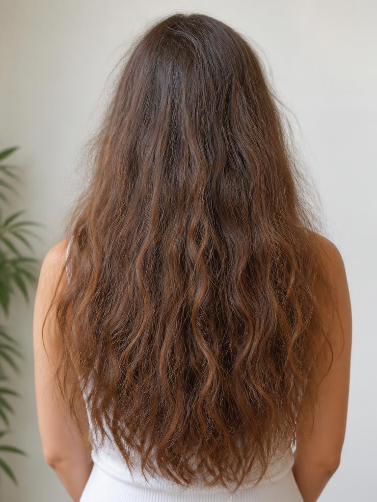 Antes - Alisado orgánico cabello castaño